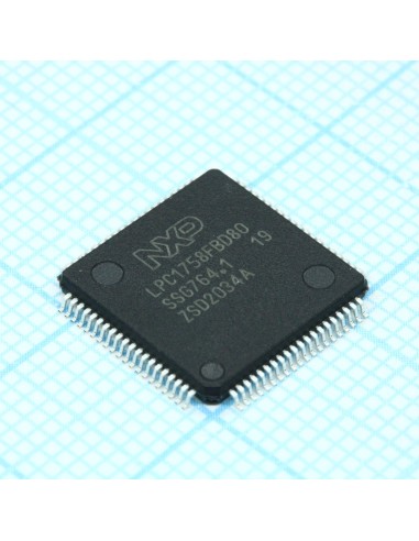 LPC1758FBD80K, Микроконтроллер NXP 32-бит ядро ARM Cortex-M3, 100 МГц, 512кБ Flash, 64кБ ОЗУ, 6кан12разр.АЦП,10разр.ЦАП, USB2.0,